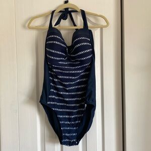 Merona (Target) Navy and White - One piece swimsuit size XL